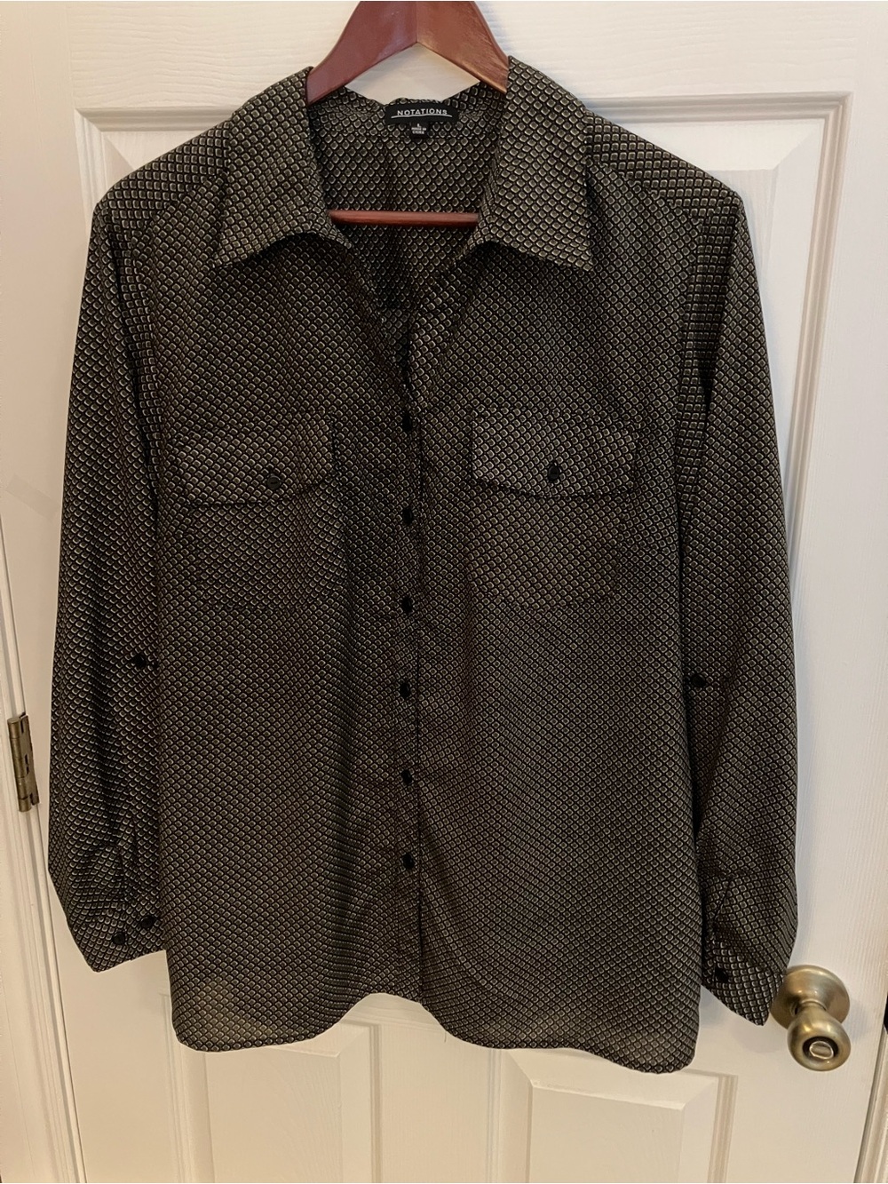 Notations Black and Cream Geometric Button-Down Shirt